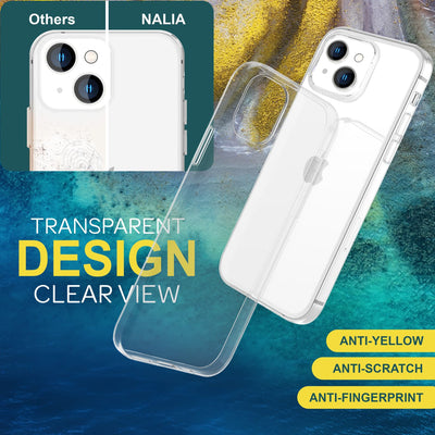 NALIA Transparente Silikonhülle für iPhone 15 Plus – Anti-Gelb & Rutschfest – GLAZE (Handyhülle Kristallklar, Schlank & Stoßfest) – Marke aus Berlin NALIA Transparente Hülle