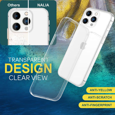NALIA Transparente Silikonhülle für iPhone 15 Pro – Anti-Gelb & Rutschfest – GLAZE (Handyhülle Kristallklar, Schlank & Stoßfest) – Marke aus Berlin NALIA Transparente Hülle