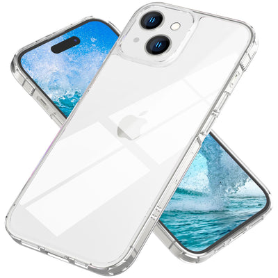 NALIA Transparente Hülle für iPhone 15 – Anti-Gelb & Stoßfest – BLYSS (Rückseite in Glas-Optik) – Marke aus Berlin NALIA Transparente Hülle