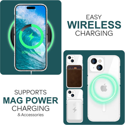 NALIA Transparentes Magnet Case für iPhone 15 – MagPower System (MagSafe kompatibel) – LUMEX (Edle Glas-Optik, aber unzerbrechlich) – Marke aus Berlin NALIA Transparente Hülle