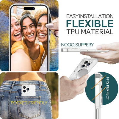 NALIA Transparentes Magnet Case für iPhone 15 Pro Max – MagPower System (MagSafe kompatibel) – LUMEX (Edle Glas-Optik, aber unzerbrechlich) – Marke aus Berlin NALIA Transparente Hülle