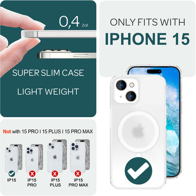 NALIA Mattes Magnet Case für iPhone 15 – MagSafe kompatibel – ONYX (Edle Milchglas-Optik, Anti-Fingerprint & Grip) – Marke aus Berlin Default Title NALIA Transparente Hülle