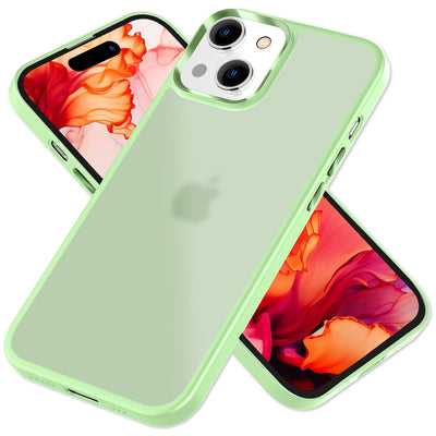 NALIA Matte Handyhülle für iPhone 15 – Stoßfester Silikon-Rahmen & Semi-Transparent – FUZION (Anti-Fingerprint Case) – Marke aus Berlin Mint-Grün NALIA Protective Hülle