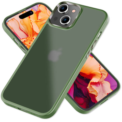 NALIA Matte Handyhülle für iPhone 15 – Stoßfester Silikon-Rahmen & Semi-Transparent – FUZION (Anti-Fingerprint Case) – Marke aus Berlin Dunkel-Grün NALIA Protective Hülle