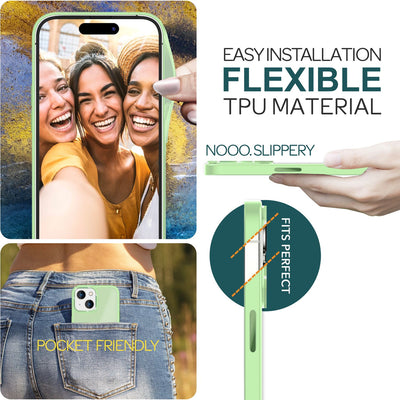 NALIA Matte Handyhülle für iPhone 15 – Stoßfester Silikon-Rahmen & Semi-Transparent – FUZION (Anti-Fingerprint Case) – Marke aus Berlin Mint-Grün NALIA Protective Hülle
