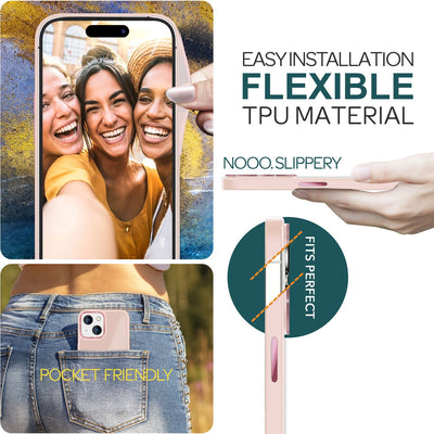 NALIA Matte Handyhülle für iPhone 15 – Stoßfester Silikon-Rahmen & Semi-Transparent – FUZION (Anti-Fingerprint Case) – Marke aus Berlin Rosa NALIA Protective Hülle