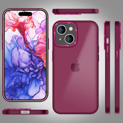 NALIA Matte Handyhülle für iPhone 15 – Stoßfester Silikon-Rahmen & Semi-Transparent – FUZION (Anti-Fingerprint Case) – Marke aus Berlin Rot NALIA Protective Hülle