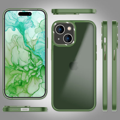 NALIA Matte Handyhülle für iPhone 15 – Stoßfester Silikon-Rahmen & Semi-Transparent – FUZION (Anti-Fingerprint Case) – Marke aus Berlin Dunkel-Grün NALIA Protective Hülle