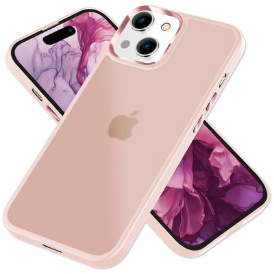 NALIA Matte Handyhülle für iPhone 15 Plus – Stoßfester Silikon-Rahmen & Semi-Transparent – FUZION (Anti-Fingerprint Case) – Marke aus Berlin Rosa NALIA Protective Hülle