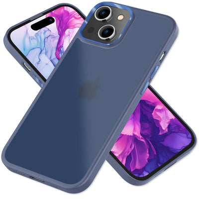 NALIA Matte Handyhülle für iPhone 15 Plus – Stoßfester Silikon-Rahmen & Semi-Transparent – FUZION (Anti-Fingerprint Case) – Marke aus Berlin Blau NALIA Protective Hülle