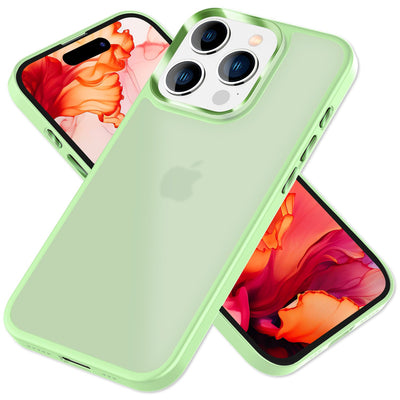 NALIA Matte Handyhülle für iPhone 15 Pro – Stoßfester Silikon-Rahmen & Semi-Transparent – FUZION (Anti-Fingerprint Case) – Marke aus Berlin Mint-Grün NALIA Protective Hülle