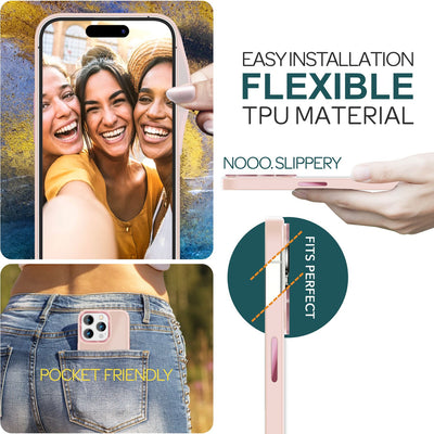 NALIA Matte Handyhülle für iPhone 15 Pro – Stoßfester Silikon-Rahmen & Semi-Transparent – FUZION (Anti-Fingerprint Case) – Marke aus Berlin Rosa NALIA Protective Hülle