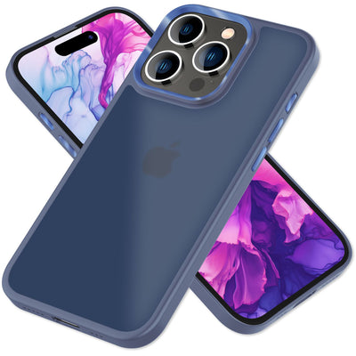 NALIA Matte Handyhülle für iPhone 15 Pro Max – Stoßfester Silikon-Rahmen & Semi-Transparent – FUZION (Anti-Fingerprint Case) – Marke aus Berlin Blau NALIA Protective Hülle
