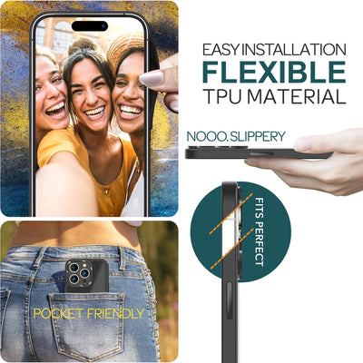 NALIA Matte Handyhülle für iPhone 15 Pro Max – Stoßfester Silikon-Rahmen & Semi-Transparent – FUZION (Anti-Fingerprint Case) – Marke aus Berlin Schwarz NALIA Protective Hülle