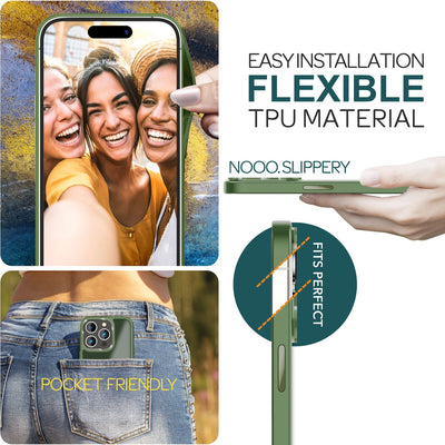 NALIA Matte Handyhülle für iPhone 15 Pro Max – Stoßfester Silikon-Rahmen & Semi-Transparent – FUZION (Anti-Fingerprint Case) – Marke aus Berlin Dunkel-Grün NALIA Protective Hülle