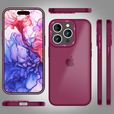 NALIA Matte Handyhülle für iPhone 15 Pro Max – Stoßfester Silikon-Rahmen & Semi-Transparent – FUZION (Anti-Fingerprint Case) – Marke aus Berlin Rot NALIA Protective Hülle