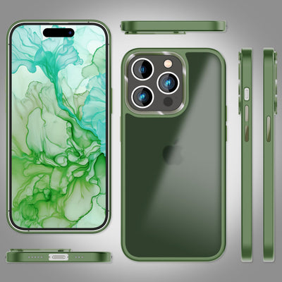 NALIA Matte Handyhülle für iPhone 15 Pro Max – Stoßfester Silikon-Rahmen & Semi-Transparent – FUZION (Anti-Fingerprint Case) – Marke aus Berlin Dunkel-Grün NALIA Protective Hülle