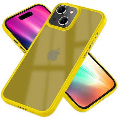 Hülle Hybrid für iPhone 15 Frosted Hard Case Fall Schutz Rahmen Handyhülle Cover Gelb NALIA Protective Hülle