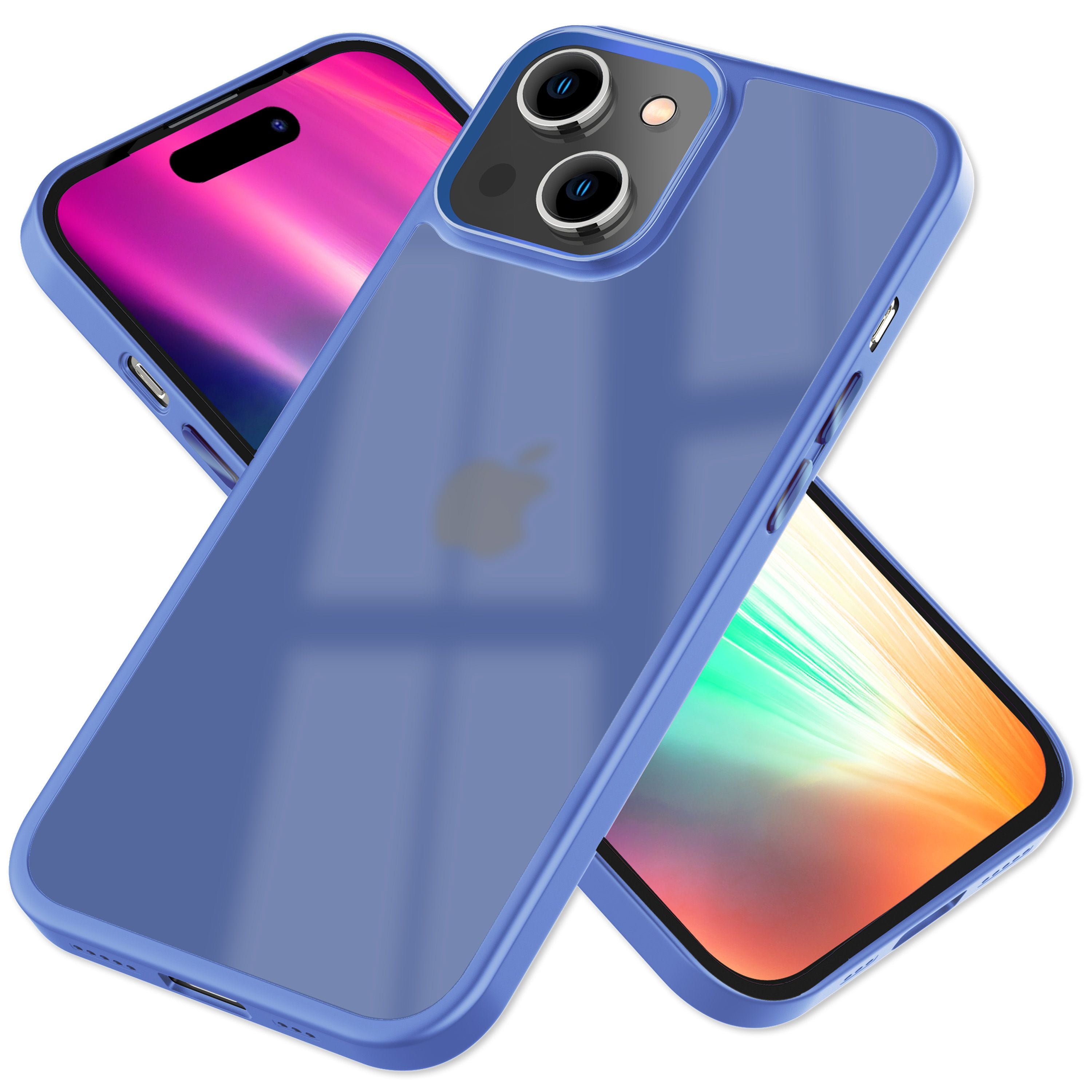 Hülle Hybrid für iPhone 15 Frosted Hard Case Fall Schutz Rahmen Handyhülle Cover Hellblau NALIA Protective Hülle