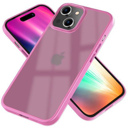Hülle Hybrid für iPhone 15 Frosted Hard Case Fall Schutz Rahmen Handyhülle Cover Pink NALIA Protective Hülle