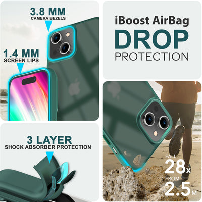 NALIA Frosted Hybrid Cover kompatibel mit iPhone 15 Hülle, Semi-Transparent Mattiert Durchscheinend Anti-Gelb, Robuste Harte Rückseite & Verstärkter Fallschutz Rahmen, Handyhülle Grün NALIA Protective Hülle
