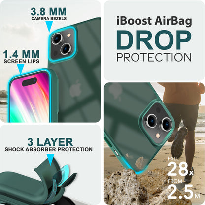 Hülle Hybrid für iPhone 15 Frosted Hard Case Fall Schutz Rahmen Handyhülle Cover Grün NALIA Protective Hülle