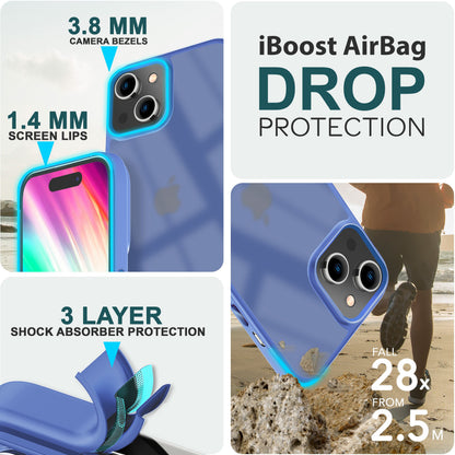 Hülle Hybrid für iPhone 15 Frosted Hard Case Fall Schutz Rahmen Handyhülle Cover Hellblau NALIA Protective Hülle