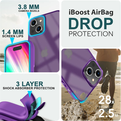 Hülle Hybrid für iPhone 15 Frosted Hard Case Fall Schutz Rahmen Handyhülle Cover Lila NALIA Protective Hülle