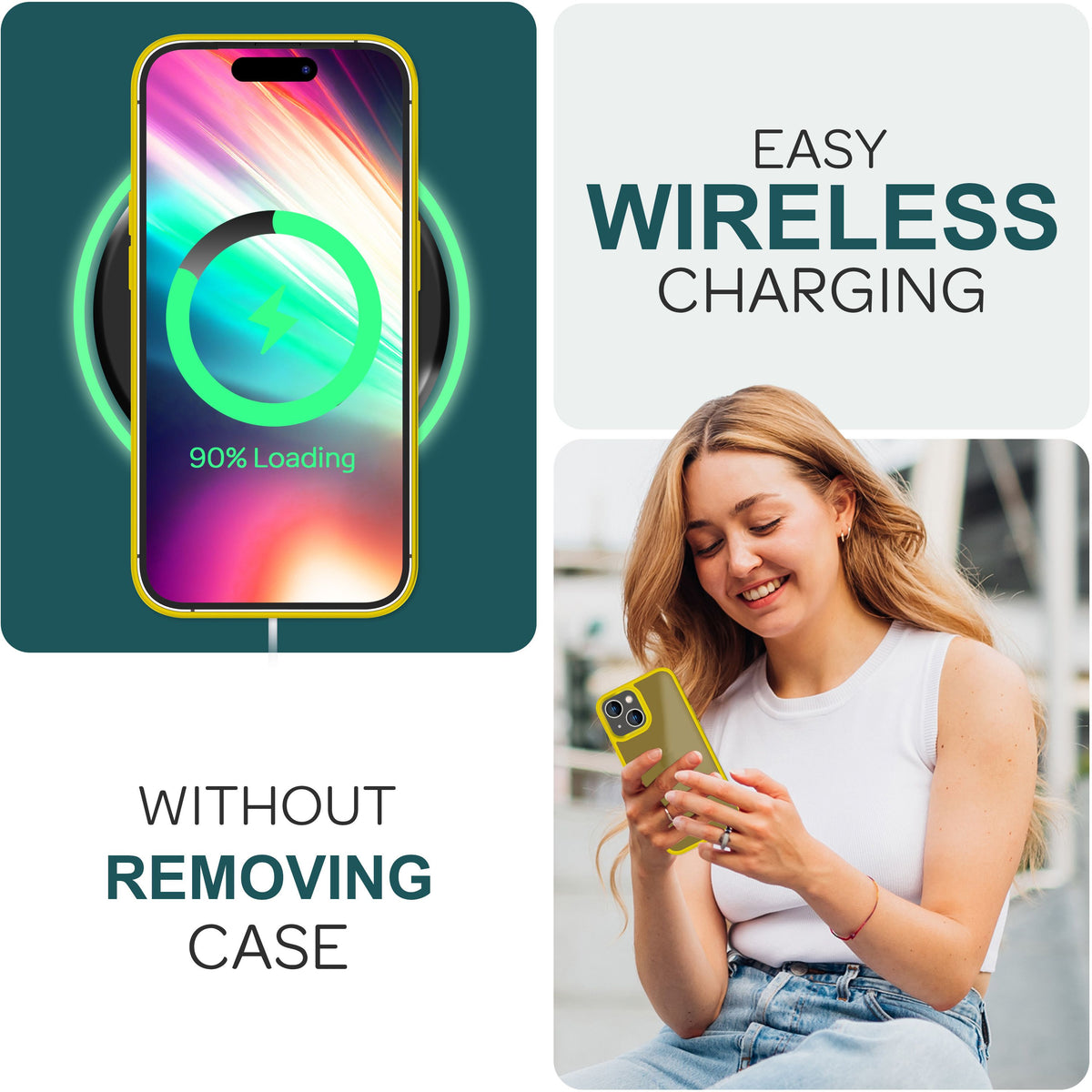 NALIA Frosted Hybrid Cover kompatibel mit iPhone 15 Hülle, Semi-Transparent Mattiert Durchscheinend Anti-Gelb, Robuste Harte Rückseite & Verstärkter Fallschutz Rahmen, Handyhülle Gelb NALIA Protective Hülle