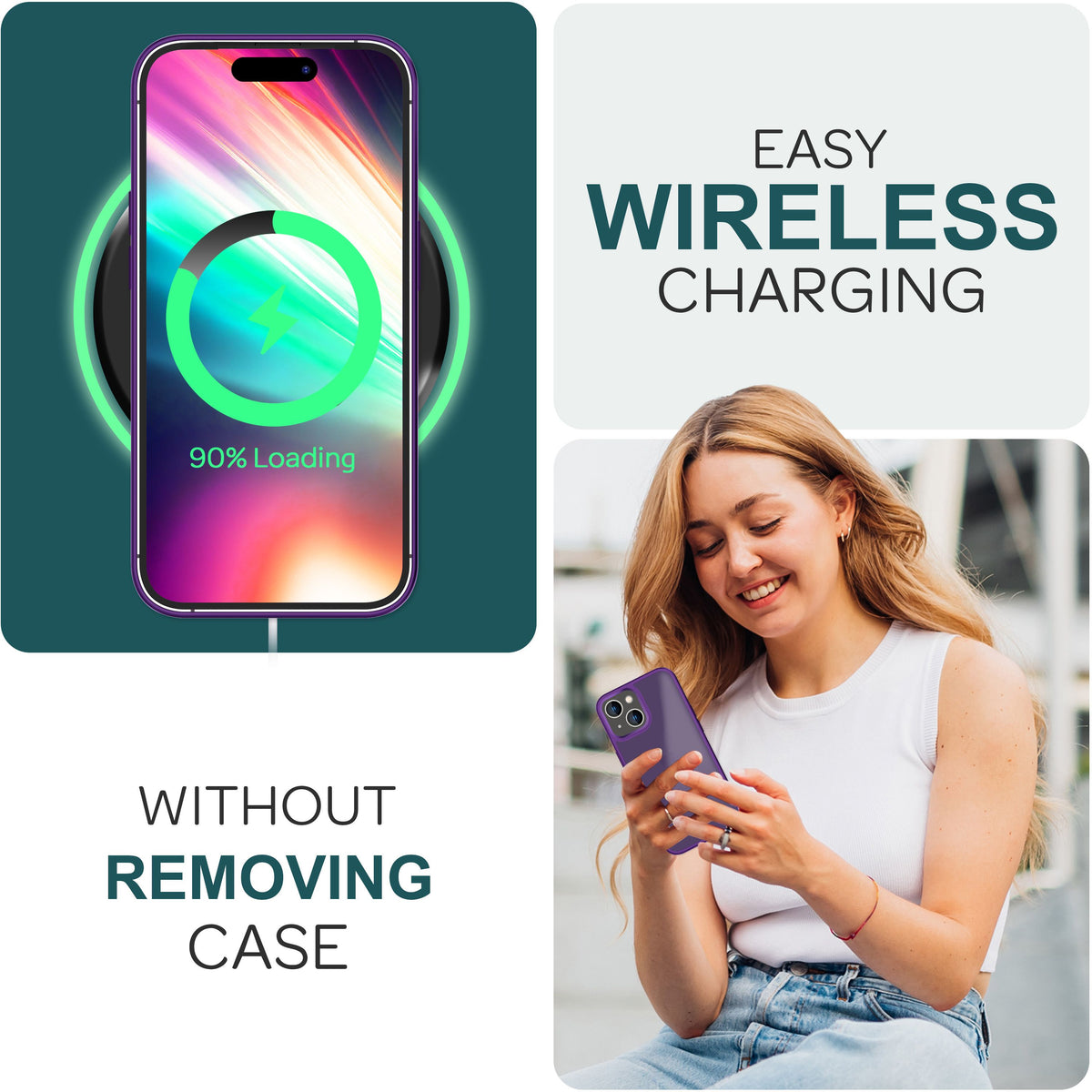 NALIA Frosted Hybrid Cover kompatibel mit iPhone 15 Hülle, Semi-Transparent Mattiert Durchscheinend Anti-Gelb, Robuste Harte Rückseite & Verstärkter Fallschutz Rahmen, Handyhülle Lila NALIA Protective Hülle
