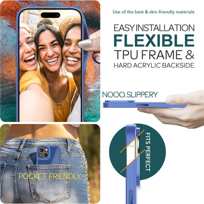 Hülle Hybrid für iPhone 15 Frosted Hard Case Fall Schutz Rahmen Handyhülle Cover Hellblau NALIA Protective Hülle