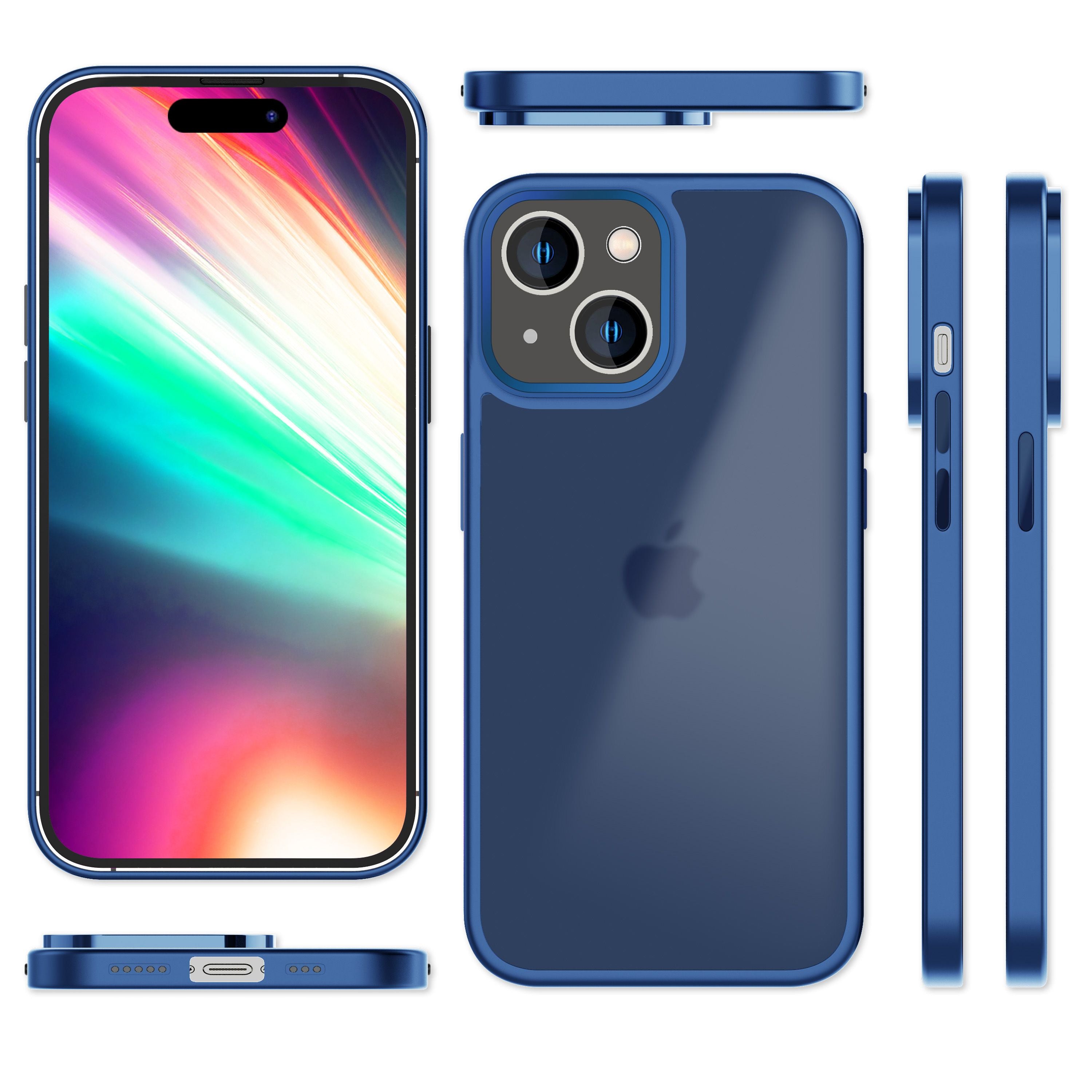 Hülle Hybrid für iPhone 15 Frosted Hard Case Fall Schutz Rahmen Handyhülle Cover Dunkelblau NALIA Protective Hülle