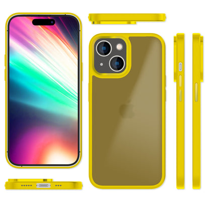 Hülle Hybrid für iPhone 15 Frosted Hard Case Fall Schutz Rahmen Handyhülle Cover Gelb NALIA Protective Hülle