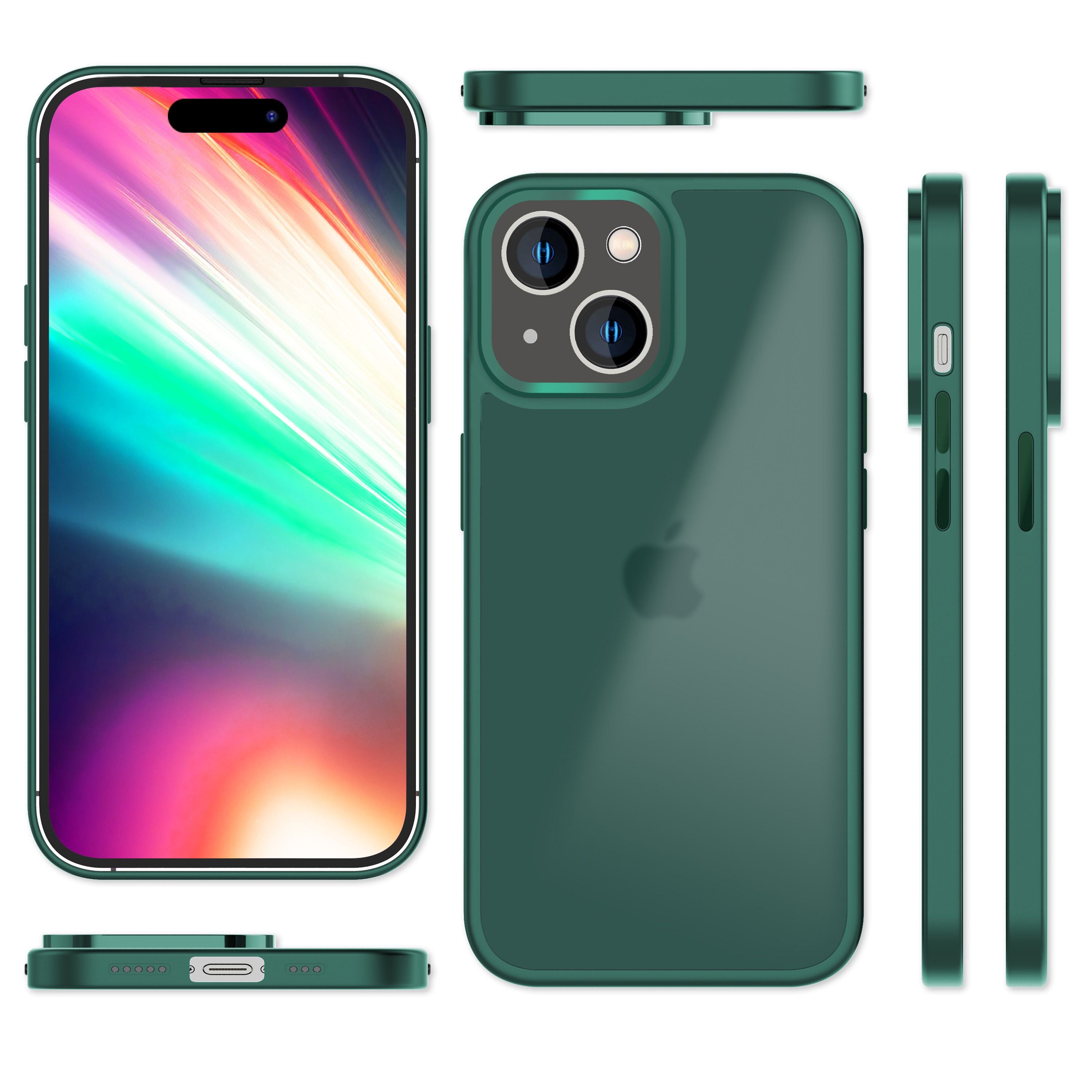 Hülle Hybrid für iPhone 15 Frosted Hard Case Fall Schutz Rahmen Handyhülle Cover Grün NALIA Protective Hülle