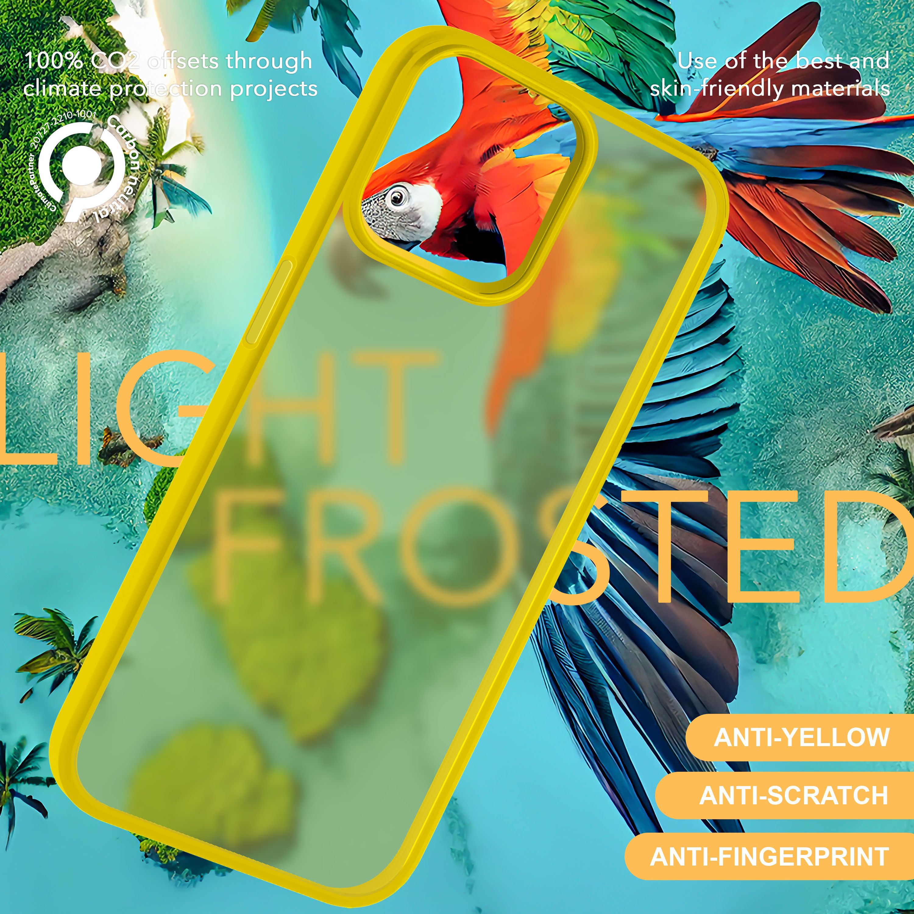Hülle Hybrid für iPhone 15 Frosted Hard Case Fall Schutz Rahmen Handyhülle Cover Gelb NALIA Protective Hülle