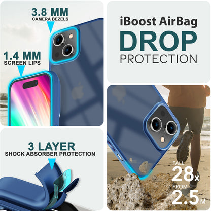 Hülle Hybrid für iPhone 15 Plus Frosted Hard Case Fall Schutz Rahmen Handyhülle Dunkelblau NALIA Protective Hülle