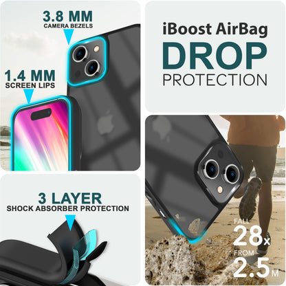 Hülle Hybrid für iPhone 15 Plus Frosted Hard Case Fall Schutz Rahmen Handyhülle Schwarz NALIA Protective Hülle