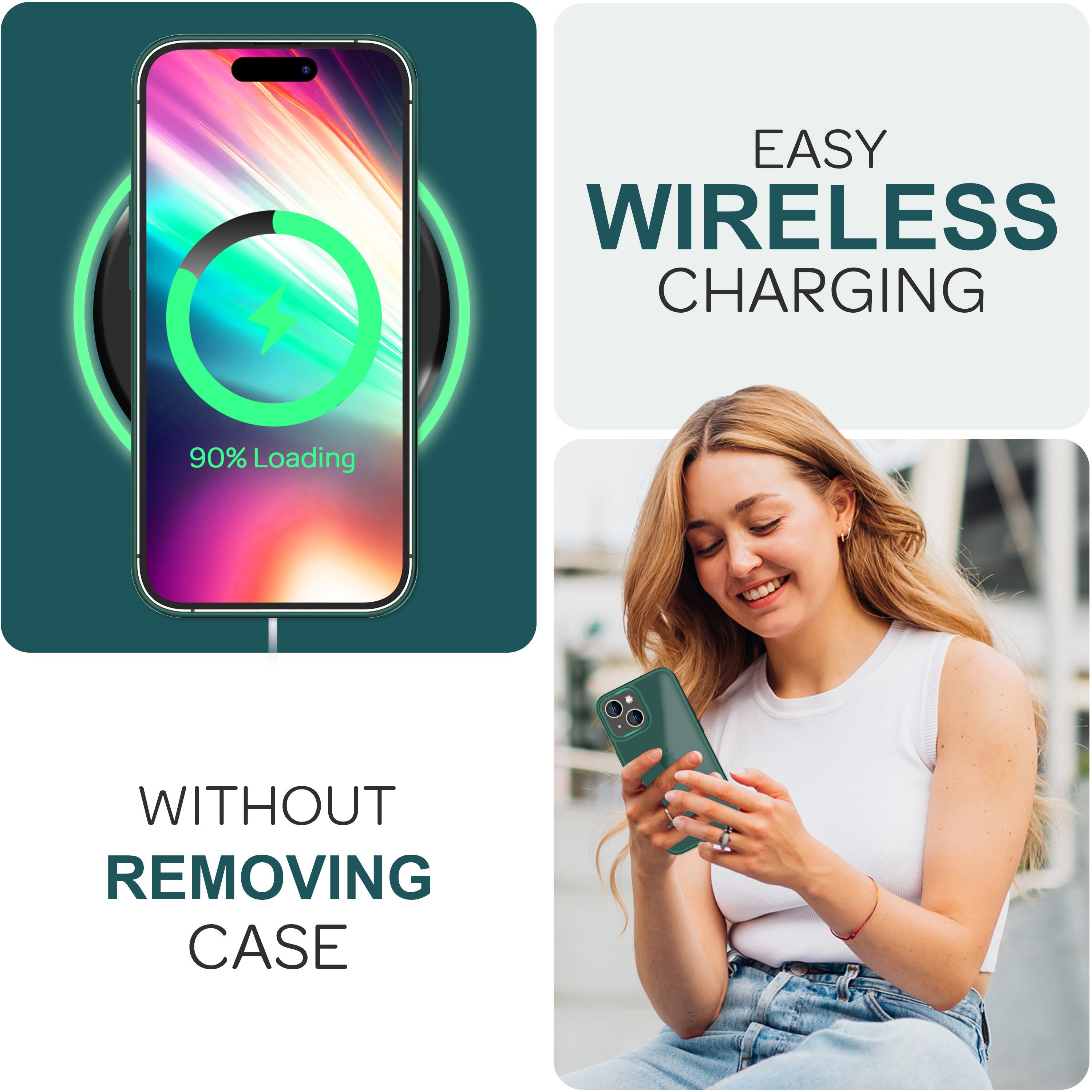 Hülle Hybrid für iPhone 15 Plus Frosted Hard Case Fall Schutz Rahmen Handyhülle Grün NALIA Protective Hülle