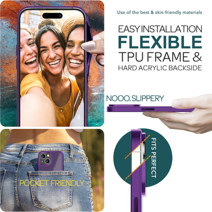 Hülle Hybrid für iPhone 15 Plus Frosted Hard Case Fall Schutz Rahmen Handyhülle Lila NALIA Protective Hülle