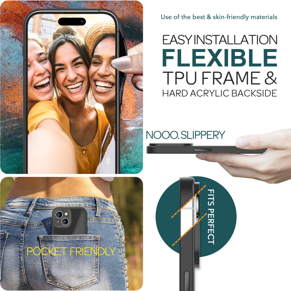 NALIA Frosted Hybrid Cover kompatibel mit iPhone 15 Plus Hülle, Semi-Transparent Mattiert Durchscheinend Anti-Gelb, Harte Rückseite & Verstärkter Fallschutz Rahmen, Handyhülle Case Schwarz NALIA Protective Hülle