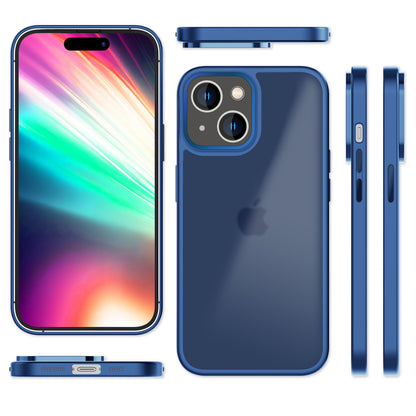 Hülle Hybrid für iPhone 15 Plus Frosted Hard Case Fall Schutz Rahmen Handyhülle Dunkelblau NALIA Protective Hülle