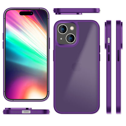 Hülle Hybrid für iPhone 15 Plus Frosted Hard Case Fall Schutz Rahmen Handyhülle Lila NALIA Protective Hülle