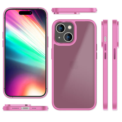 Hülle Hybrid für iPhone 15 Plus Frosted Hard Case Fall Schutz Rahmen Handyhülle Pink NALIA Protective Hülle