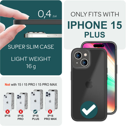 Hülle Hybrid für iPhone 15 Plus Frosted Hard Case Fall Schutz Rahmen Handyhülle Schwarz NALIA Protective Hülle