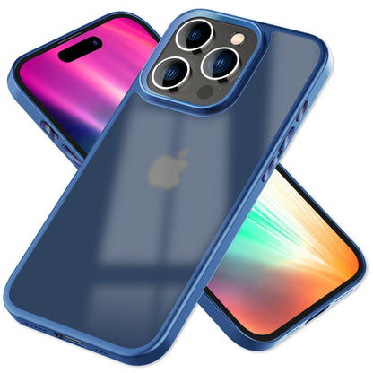 Hülle Hybrid für iPhone 15 Pro Frosted Hard Case Handyhülle Fall Schutz Rahmen Dunkelblau NALIA Protective Hülle
