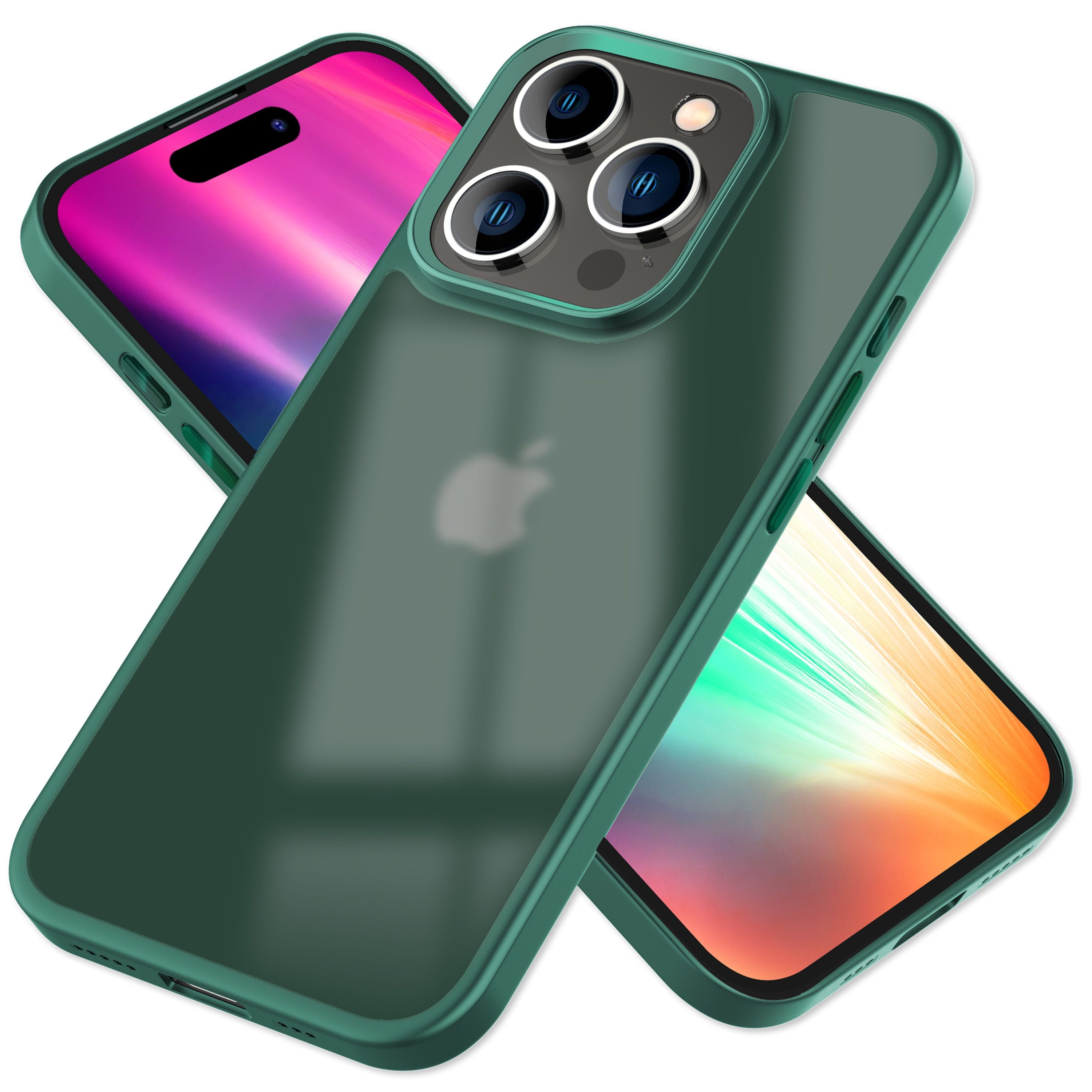 Hülle Hybrid für iPhone 15 Pro Frosted Hard Case Handyhülle Fall Schutz Rahmen Grün NALIA Protective Hülle