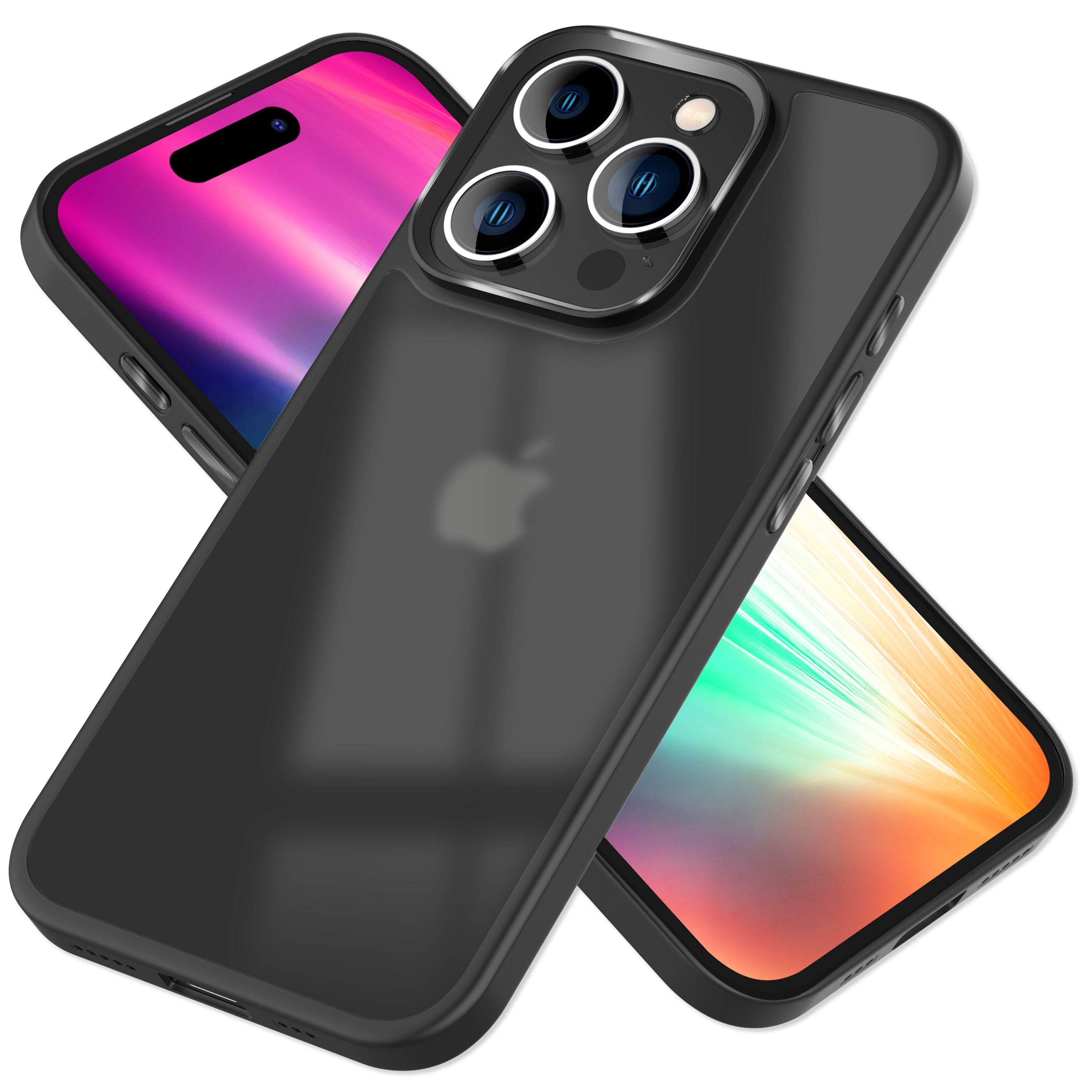 Hülle Hybrid für iPhone 15 Pro Frosted Hard Case Handyhülle Fall Schutz Rahmen Schwarz NALIA Protective Hülle