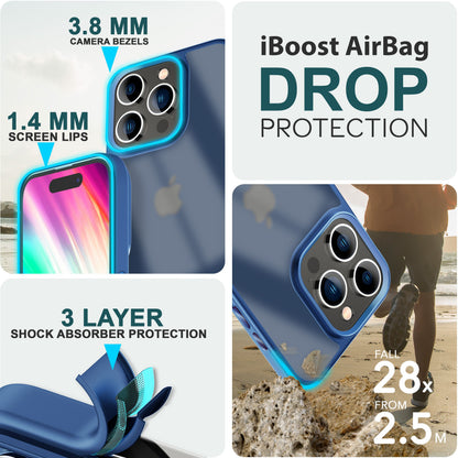 Hülle Hybrid für iPhone 15 Pro Frosted Hard Case Handyhülle Fall Schutz Rahmen Dunkelblau NALIA Protective Hülle