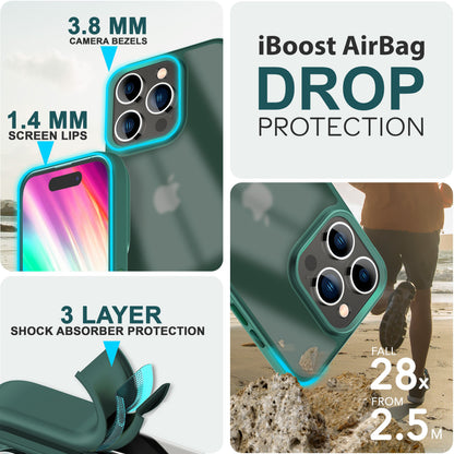 Hülle Hybrid für iPhone 15 Pro Frosted Hard Case Handyhülle Fall Schutz Rahmen Grün NALIA Protective Hülle