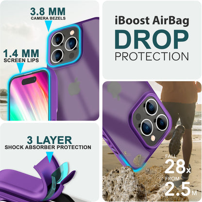 Hülle Hybrid für iPhone 15 Pro Frosted Hard Case Handyhülle Fall Schutz Rahmen Lila NALIA Protective Hülle